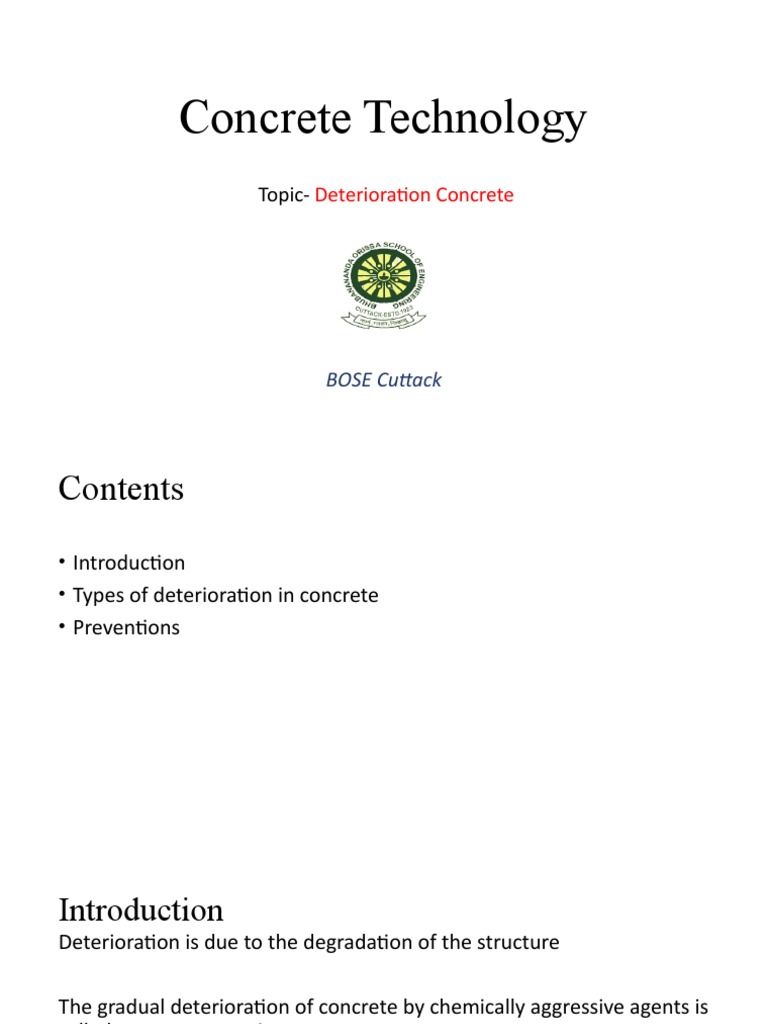 Deterioration of Concrete - 034623 | PDF | Concrete | Corrosion