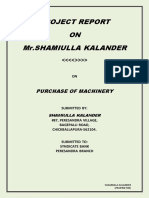 Project Report ON MR - Shamiulla Kalander: Purchase of Machinery