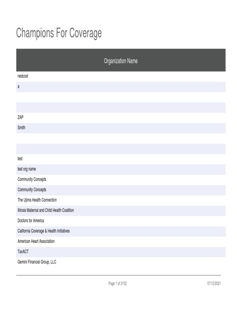 Champions For Coverage | PDF | Health Care | Medicine