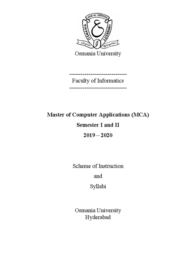 MCA - Syllabi Sem I and II 2019-2020 | PDF | Mean | Parameter (Computer ...