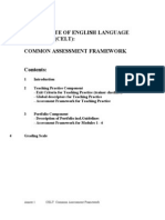 Certificate of English Language Teaching (Celt) : Common Assessment Framework