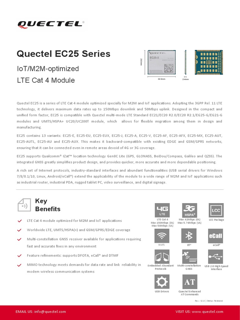 Quectel EC25 LTE Standard Specification V2.0 | PDF | Lte ...