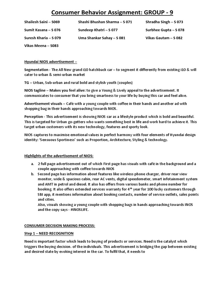 Consumer Behavior Assignment: GROUP - 9 | PDF | Brand | Advertising