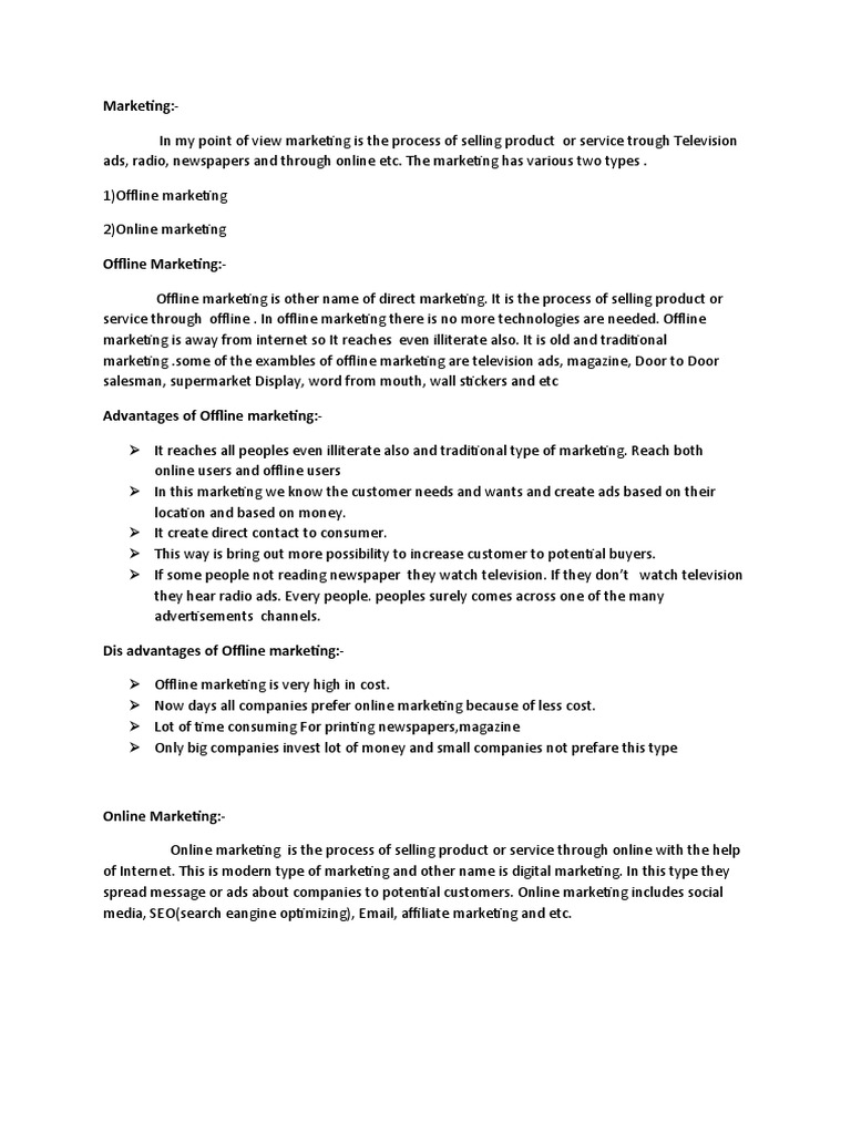 Online vs Offline Marketing Analysis | PDF | Online Advertising ...
