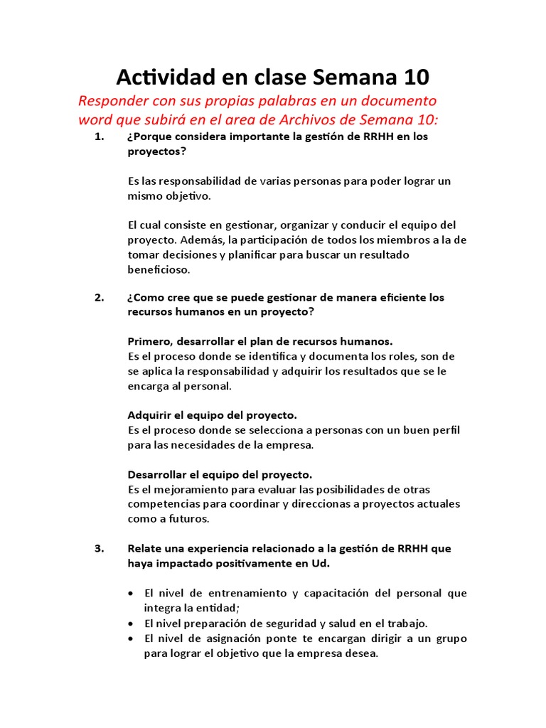 Actividad en Clase Semana 11 | PDF | Crecimiento personal y profesional