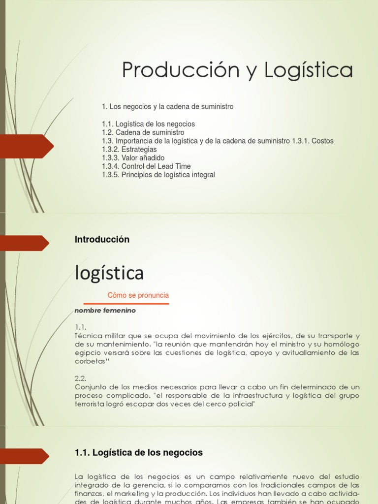 Logística y Cadena de Suministro | PDF | Logística | Gestión de la ...