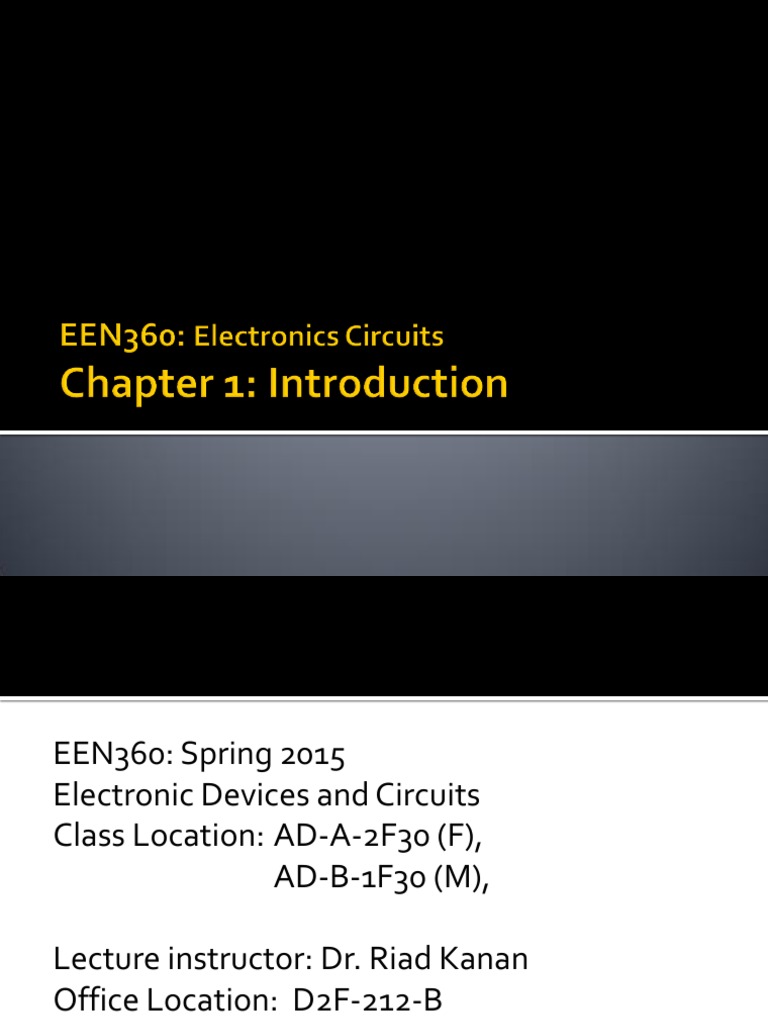 Course Syllabus for EEN360 Spring 2015 Electronic Devices and Circuits