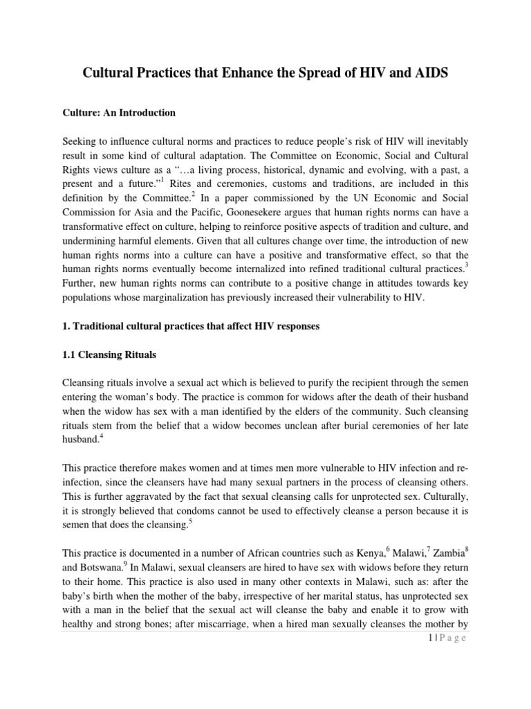 Cultural Practices and The Spread of HIV and AIDS | PDF | Female ...