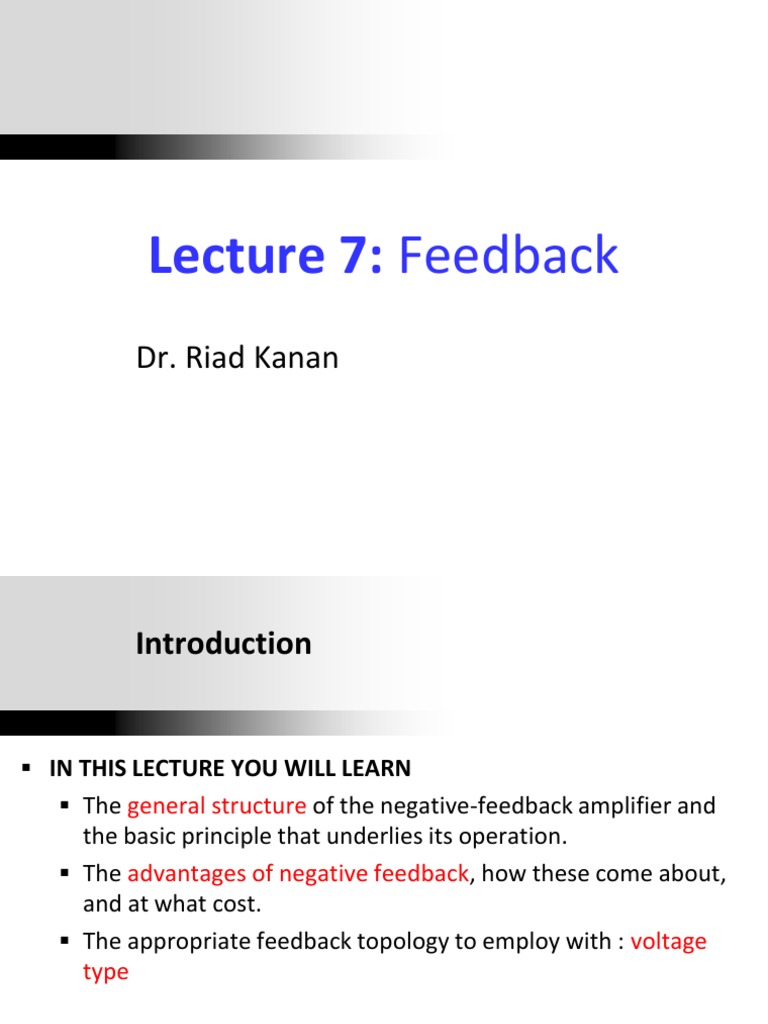 Understanding Negative Feedback Amplifiers Topologies, Properties, and