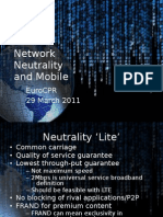 Network Neutrality and Mobile: Eurocpr 29 March 2011