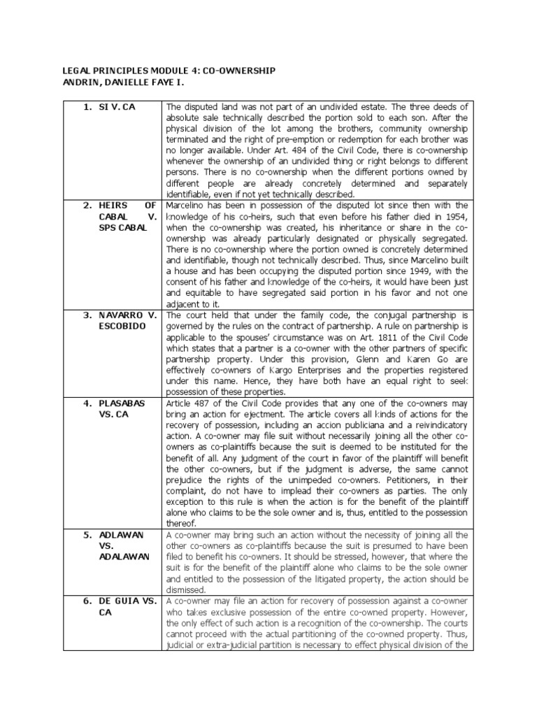 Legal Principles - Module 4 - ANDRIN | PDF | Concurrent Estate | Lawsuit