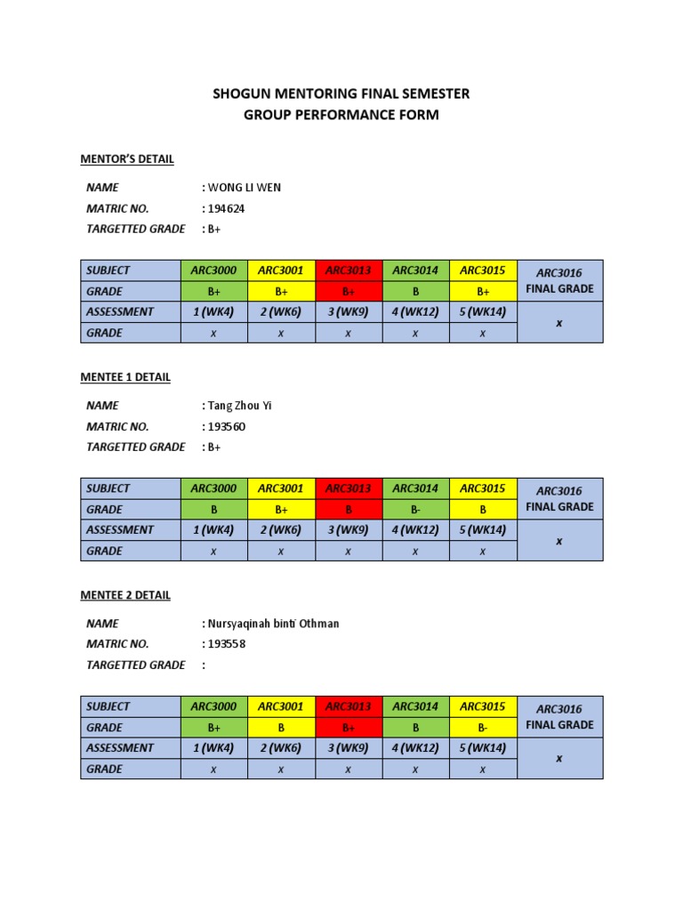 Shogun Mentoring Group Performance Report | PDF