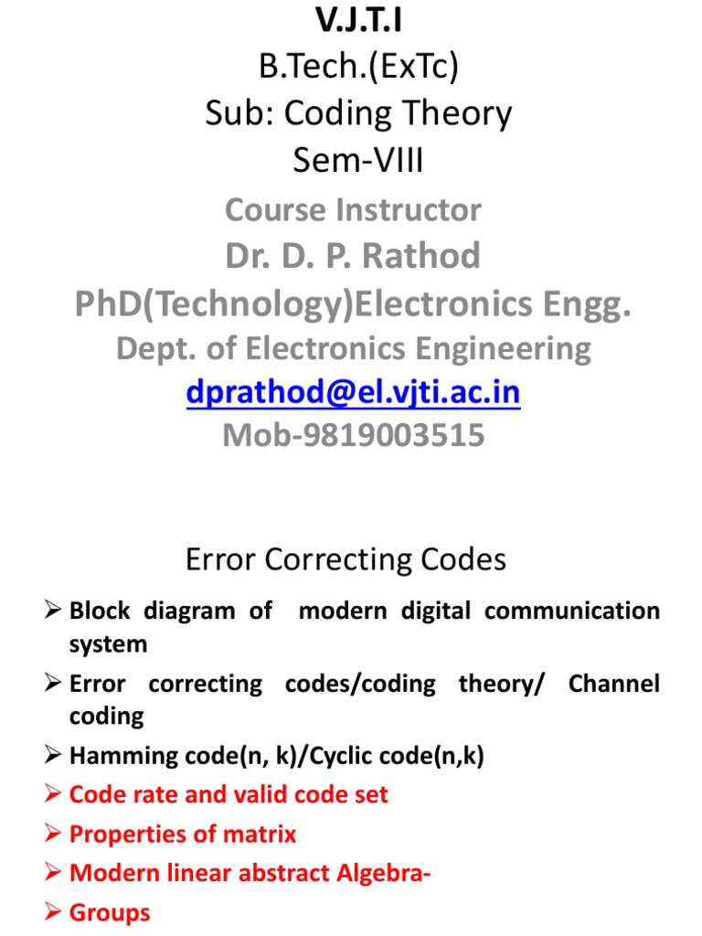 An Introduction to Error Correcting Codes and Modern Linear Algebra ...