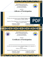 Certificate of Participation: For His/her Active Participation During The Research Congress Held On September 27