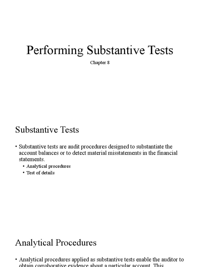 Chapter 8 Performing Substantive Tests | PDF | Financial Audit ...