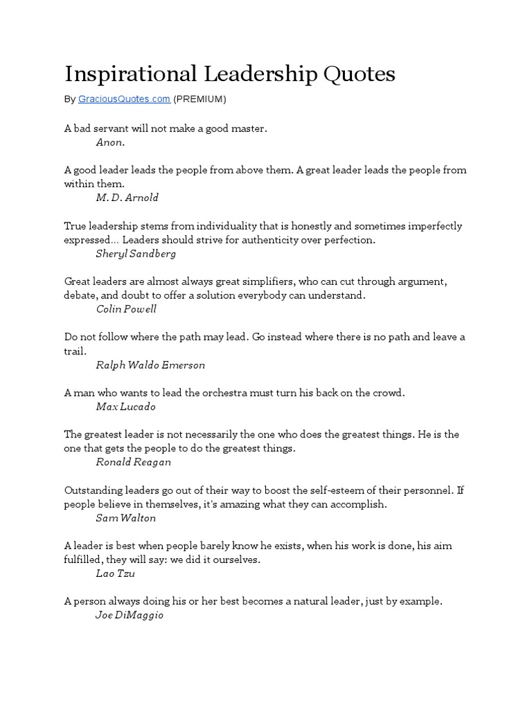 100 Inspirational Leadership Quotes PDF Leadership