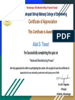 Alok D. Tiwari: Certificate of Appreciation