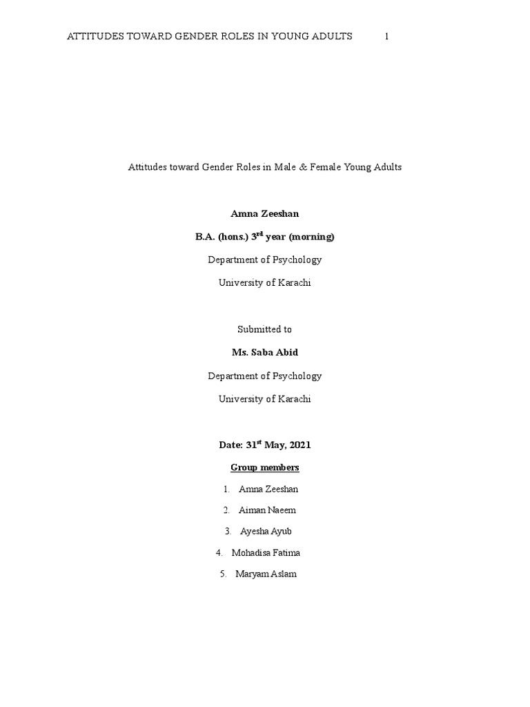 Gender Roles Attitudes in Young Adults | PDF | Gender Role | Gender