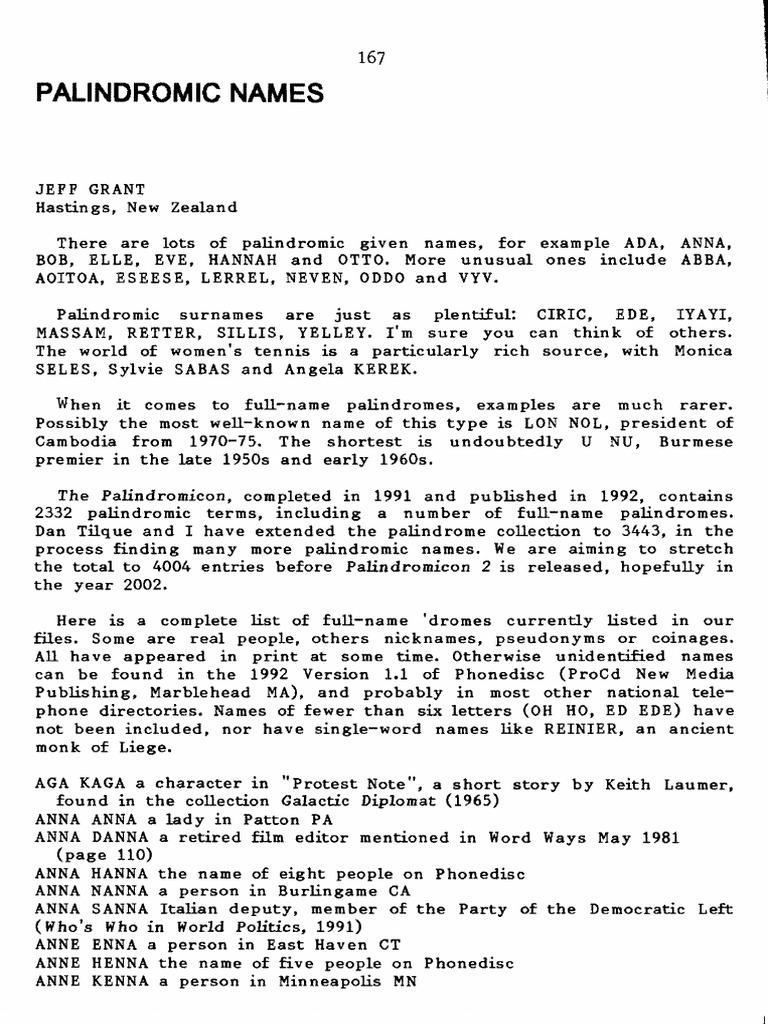 Palindromic Names (Who's Who PDF Word Play