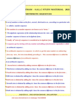 Maths Chapter 1 Arithmetic Sequences Focus Area Notes by Sarath Sir - English Medium