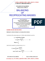Unit 5 Balancing of RECIPROCATING MASSES