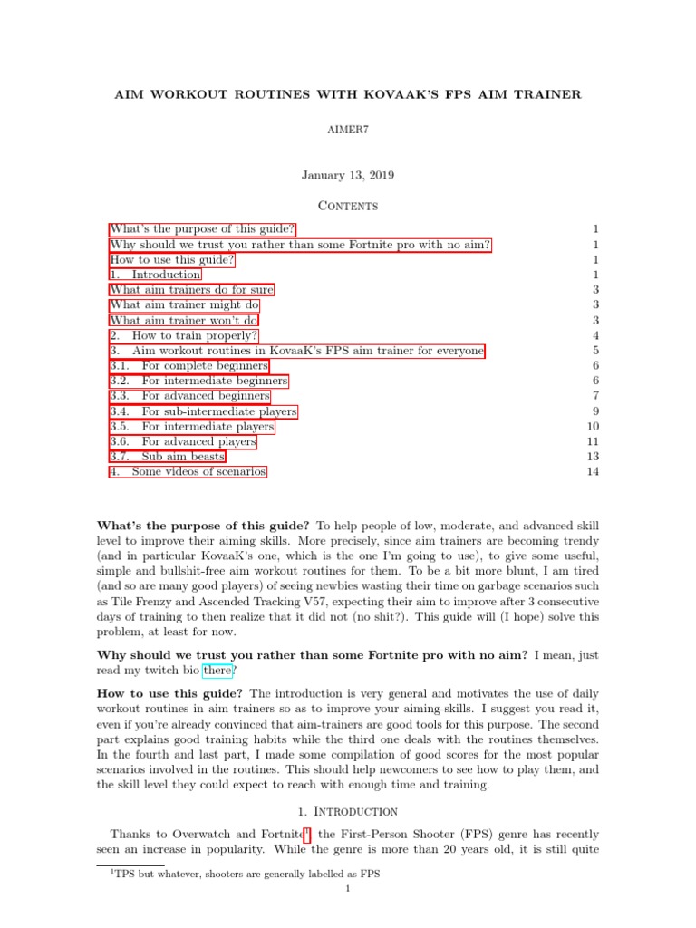 KovaaK's Aim Training Workout Routines | PDF