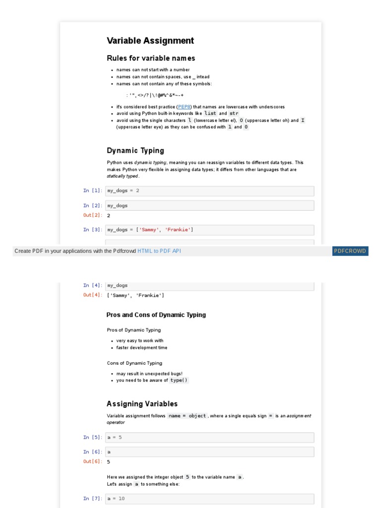 01 Variable Assignment - HTML | PDF | Boolean Data Type | Computer ...