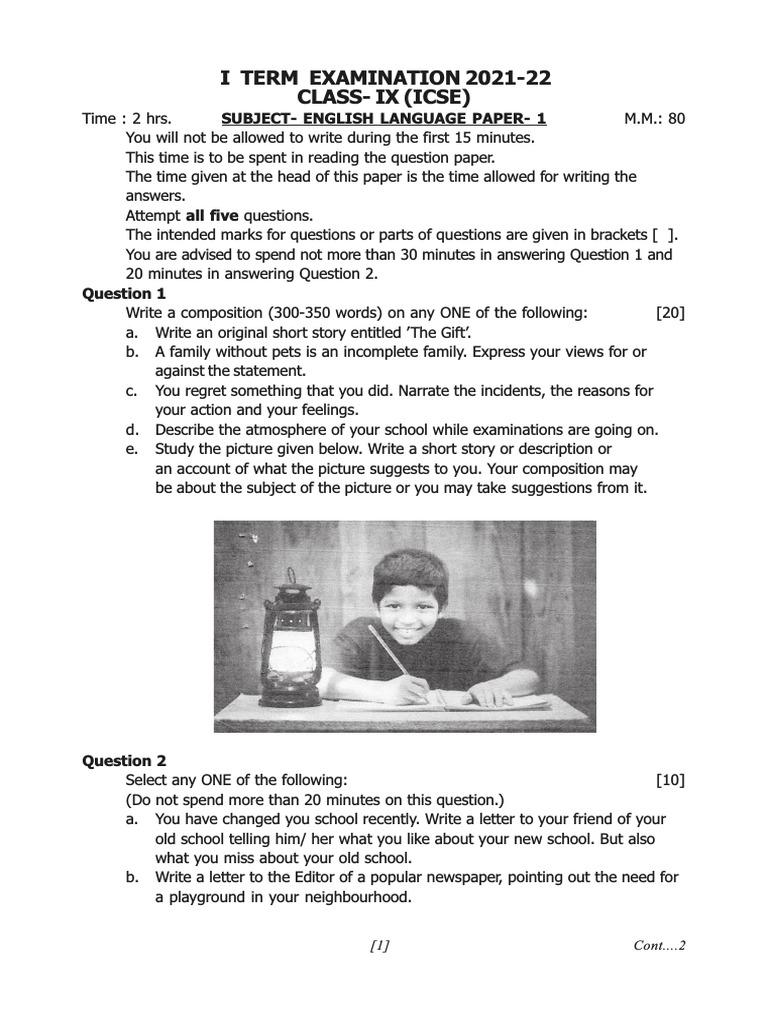 Preparing for the Class IX ICSE English Language Exam An Analysis of