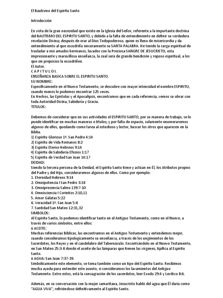 El Bautismo Del Espíritu Santo | PDF | espíritu Santo | Bautismo