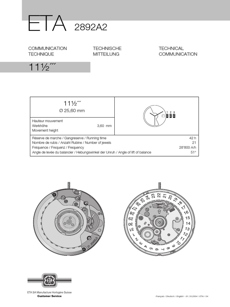Eta 2892 | PDF