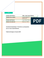 Actividad de Aprendizaje 1. Pronósticos y Presupuestos para Un Nuevo Emprendimiento