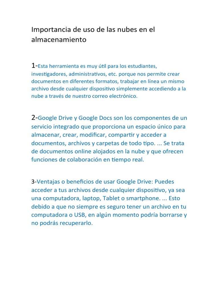 Ventajas del Almacenamiento en la Nube | PDF | Arte
