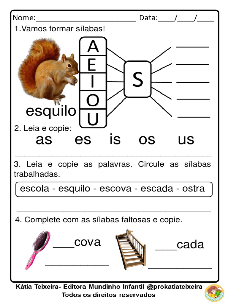 Atividades As Es Is Os Us Com Interpretação de Texto | PDF | Esquilo