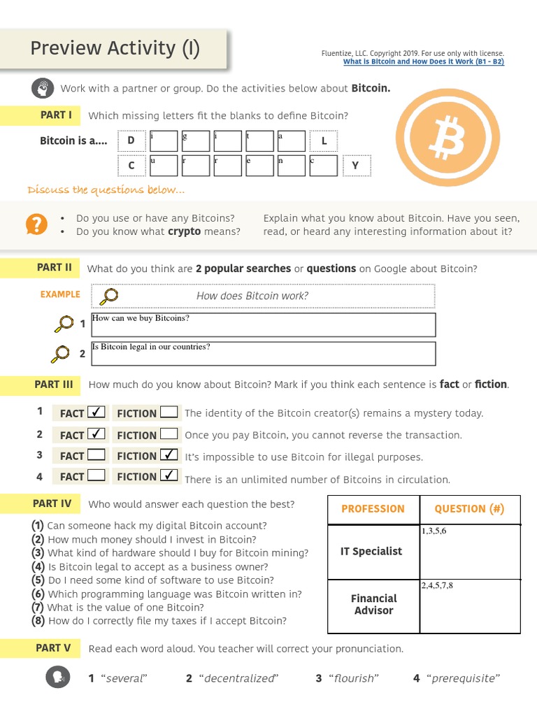 Preview Activity (I) : Discuss The Questions Below.. | PDF | Bitcoin | Verb