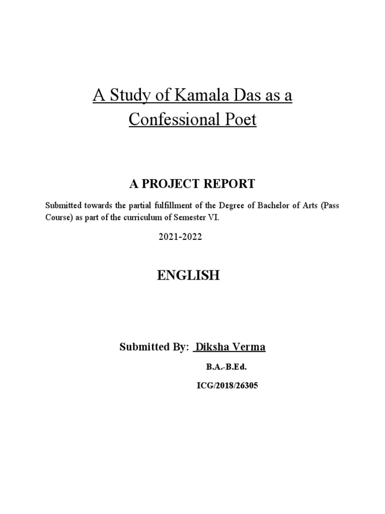 kamala das as a confessional poet