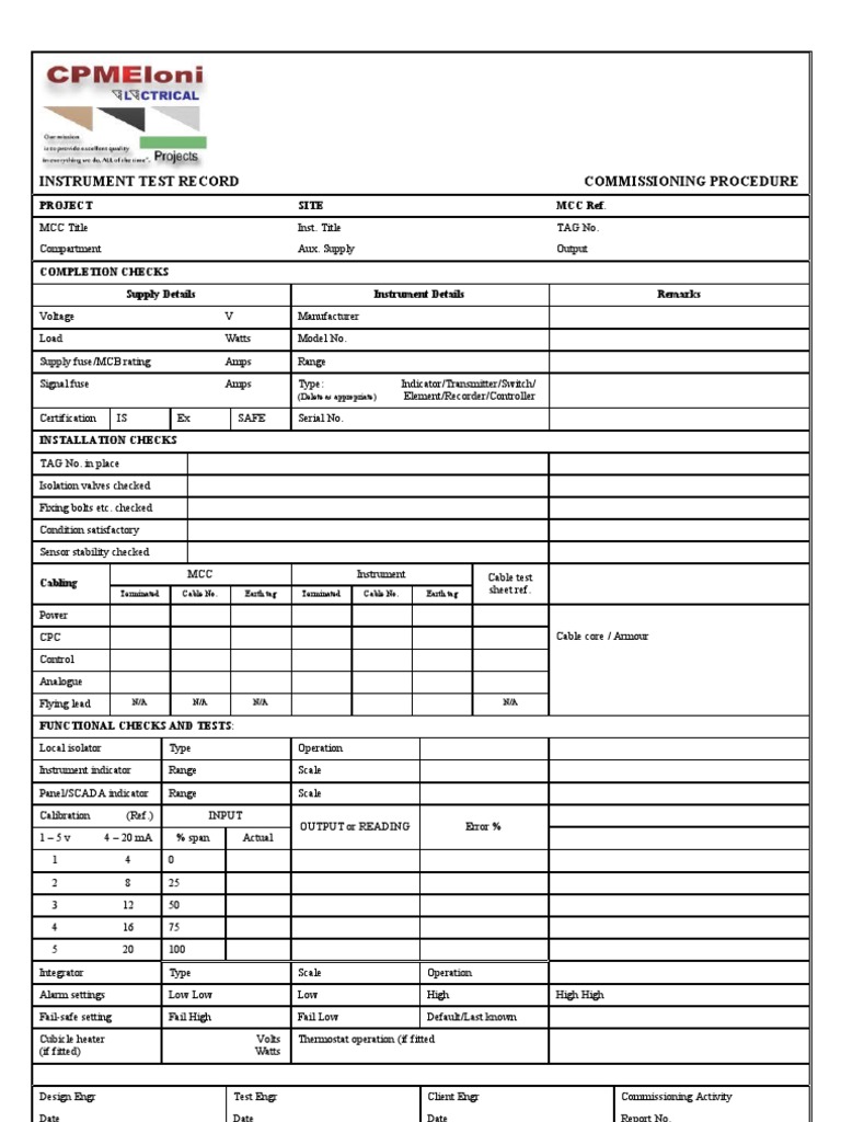 Instrument Test and Installation Report | PDF | Amplifier | Fuse ...
