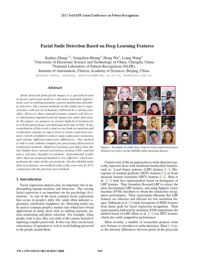 Facial Smile Detection Based On Deep Learning Features | PDF | Emerging ...