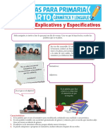 Los Adjetivos Explicativos y Especificativos para Cuarto Grado de Primaria