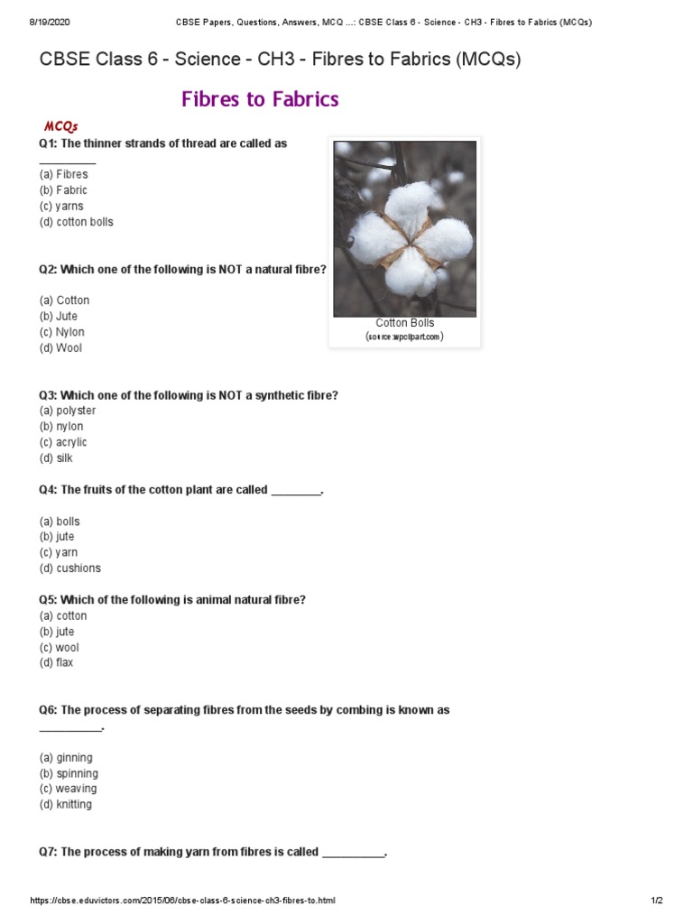 SCIENCE MCQ (From Chap3 To 6) PDF Filtration Yarn