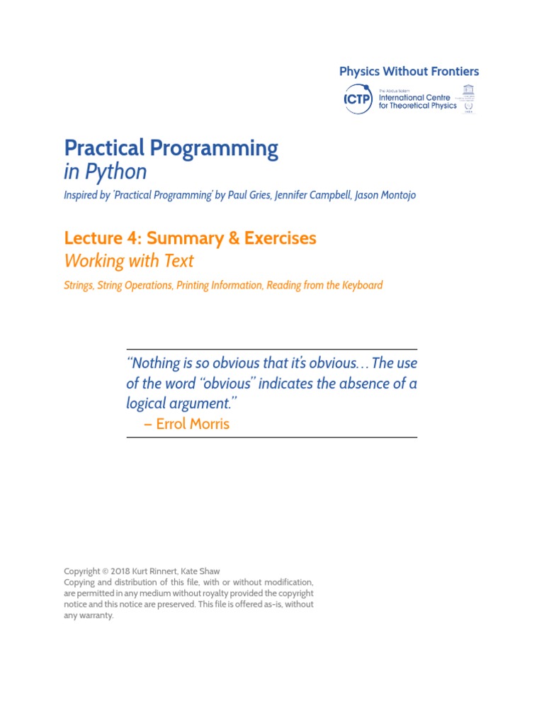Python 04 Exercises | PDF | String (Computer Science) | Subroutine