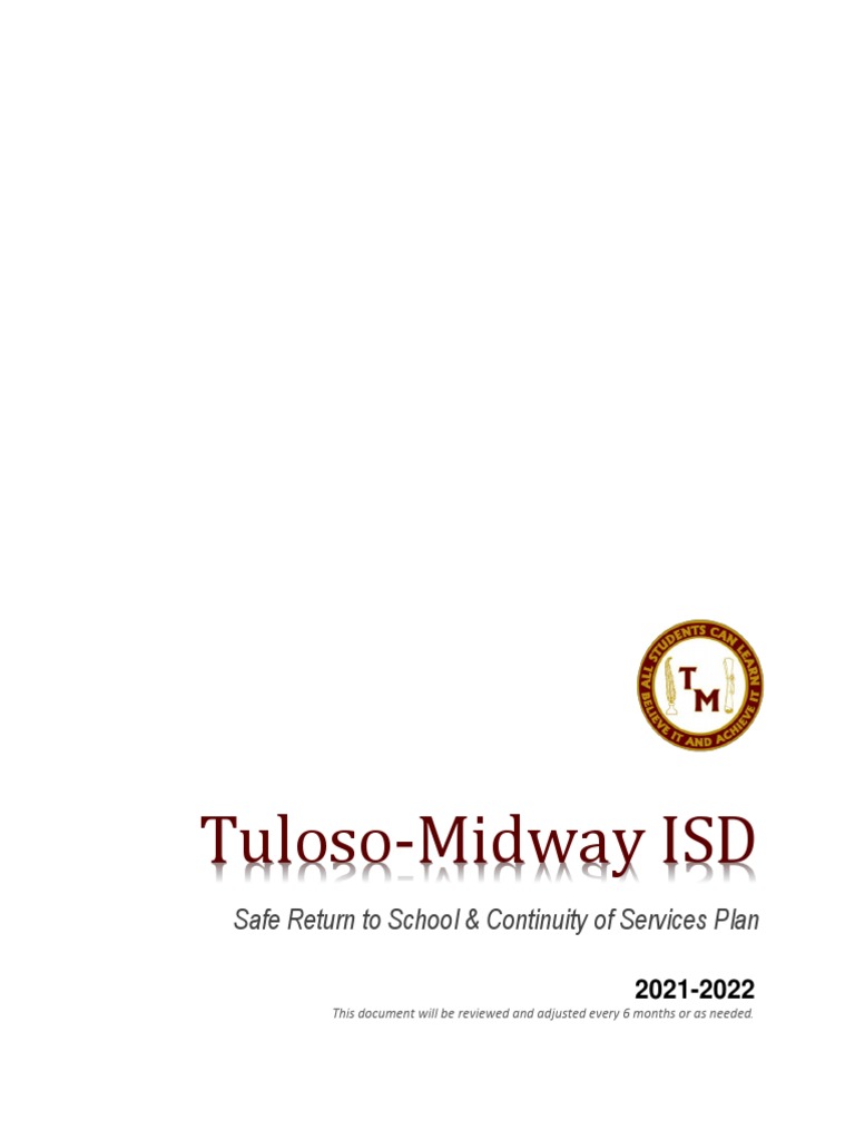 Tuloso-Midway ISD: Safe Return To School & Continuity of Services Plan ...