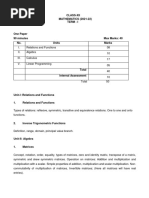 Class-Xii MATHEMATICS (2021-22) Term - I