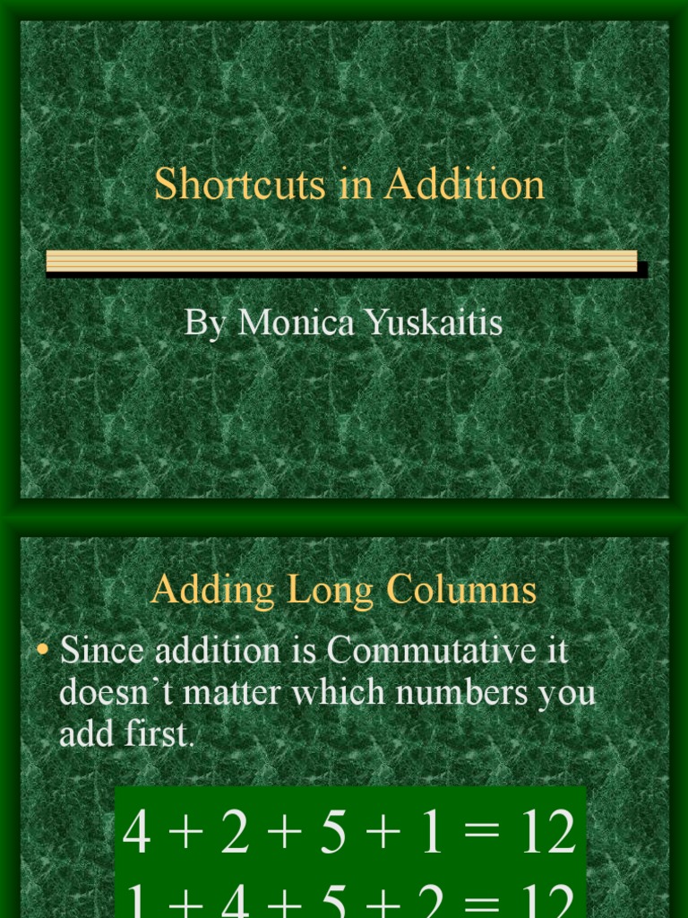 Shortcuts in Addition: by Monica Yuskaitis | PDF