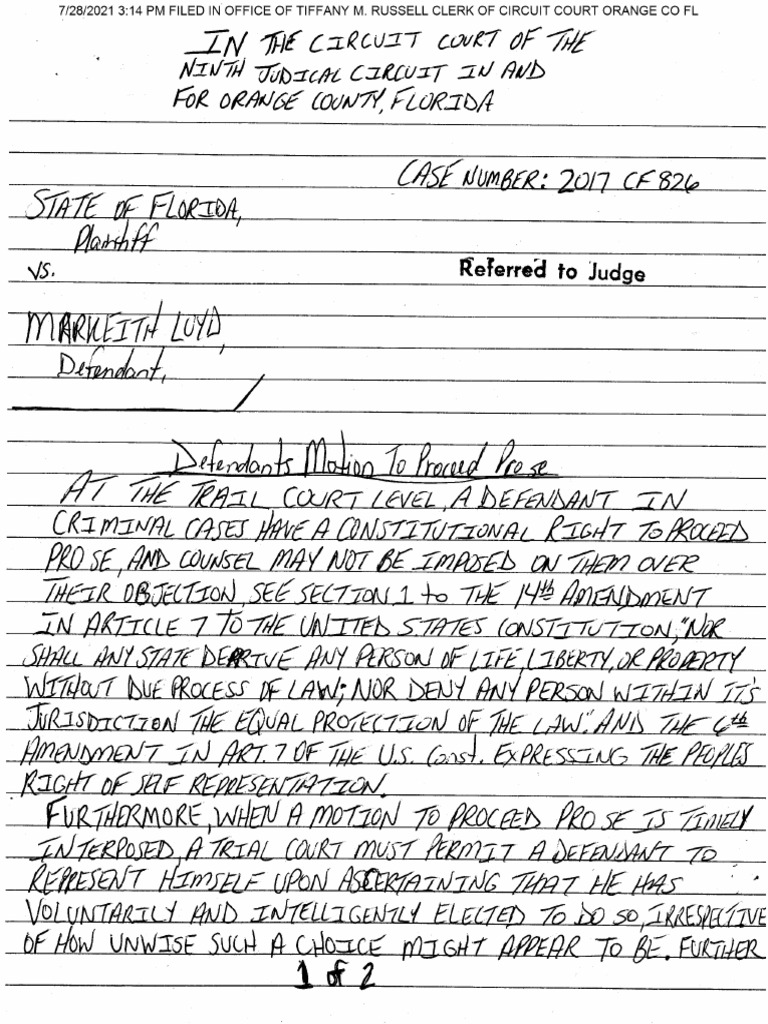 Motion To Proceed Pro Se PDF Legal Procedure United States Public Law