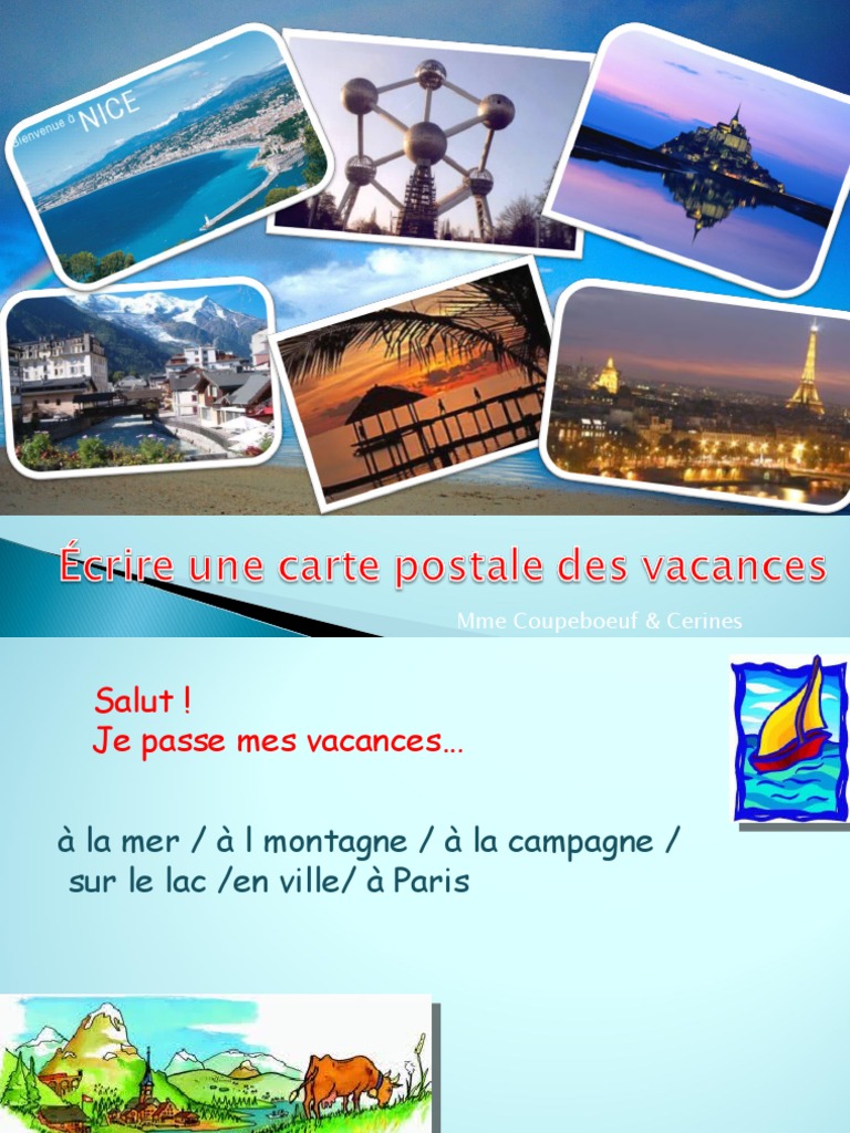 Ecrire Une Carte Postale Des Vacances Liste De Vocabulaire