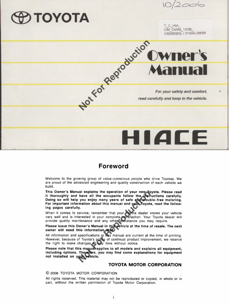 2008 TOYOTA HIACE OWNERS MANUAL PDF intelligence overview