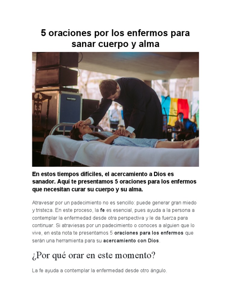 5 Oraciones Por Los Enfermos para Sanar Cuerpo y Alma | PDF | Oración ...