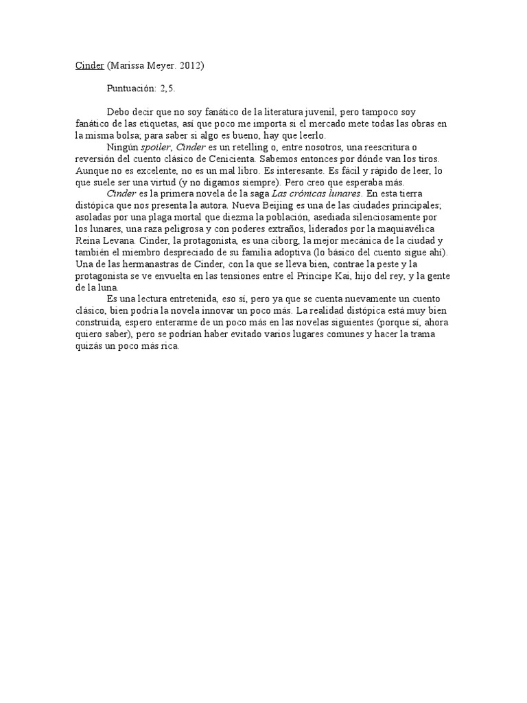Cinder | PDF
