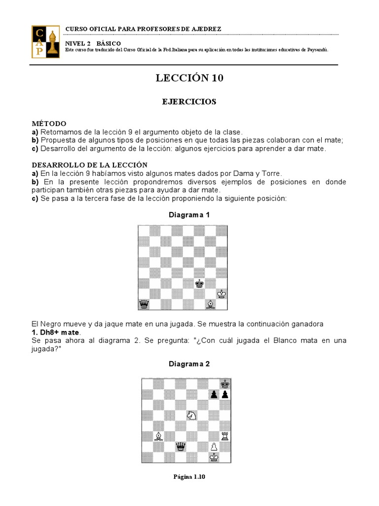 Ejercicios de Mate en Ajedrez Básico | PDF | Ajedrez | Teoría del ajedrez