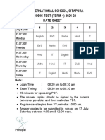 India International School, Sitapura PERIODIC TEST (TERM-1) 2021-22 Date-Sheet